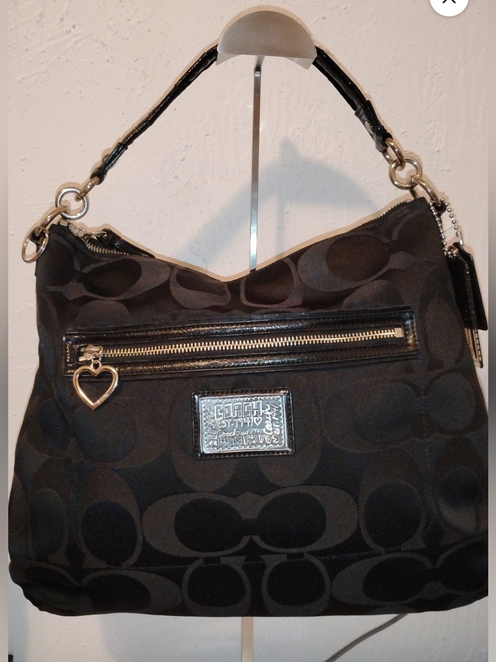 Y2K Coach Poppy, Black Signature Canvas with original poppy charms